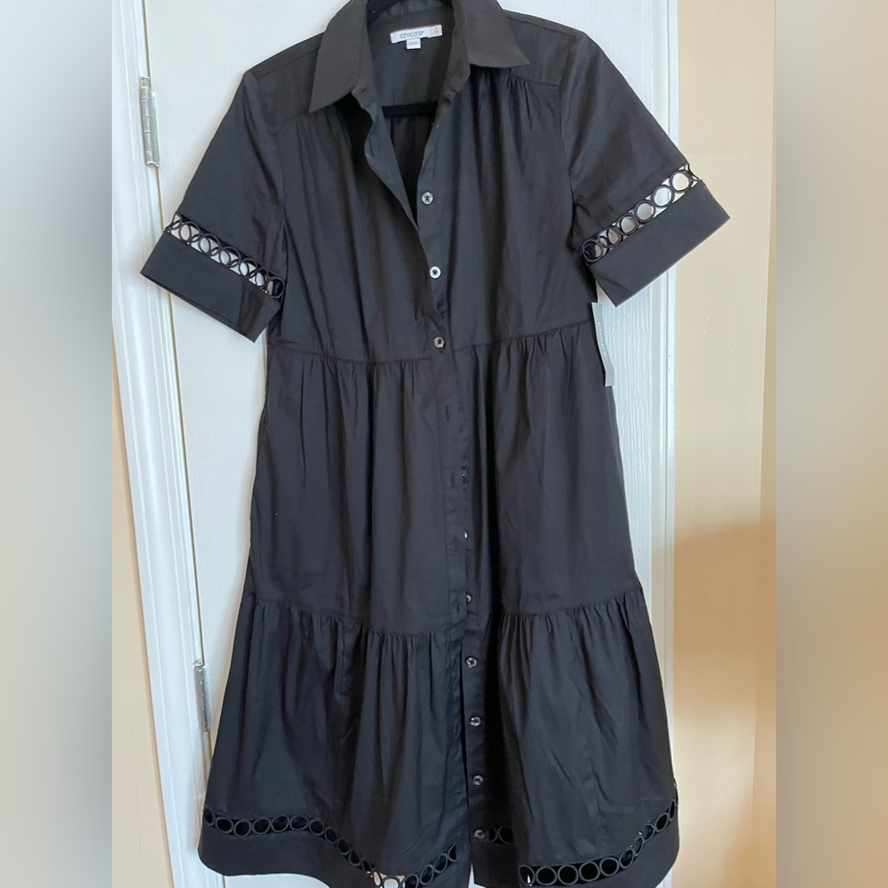Midi tiered black dress